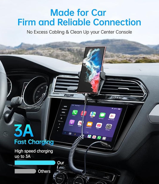 PRAKIE Coiled USB C Cable Fast Charging for Car 3FT/5FT, USB A to USB C Cable, Type C Charge Cord USB-C Charging Cable Compatible with iPhone 17/16/15/Samsung Galaxy S20 and More USB C Devices-Black