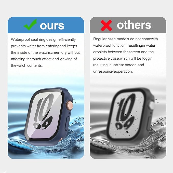 2 in 1 Waterproof Case for Apple Watch Screen Protector SE SE 2 SE 3(2025) Series 4 5 6 40mm Built-in Tempered Glass [Overal Protective] Ultra-Thin PC Bumper Cover Compatible iWatch