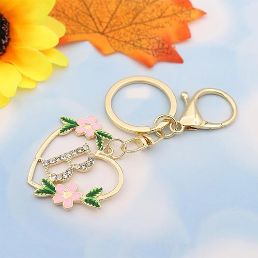 Elechobby Heart Shape Letter Keychain - Cute Accessory for Women,Sister,Mom,Bestie, Handbag Backpack Charm,Car Keyring