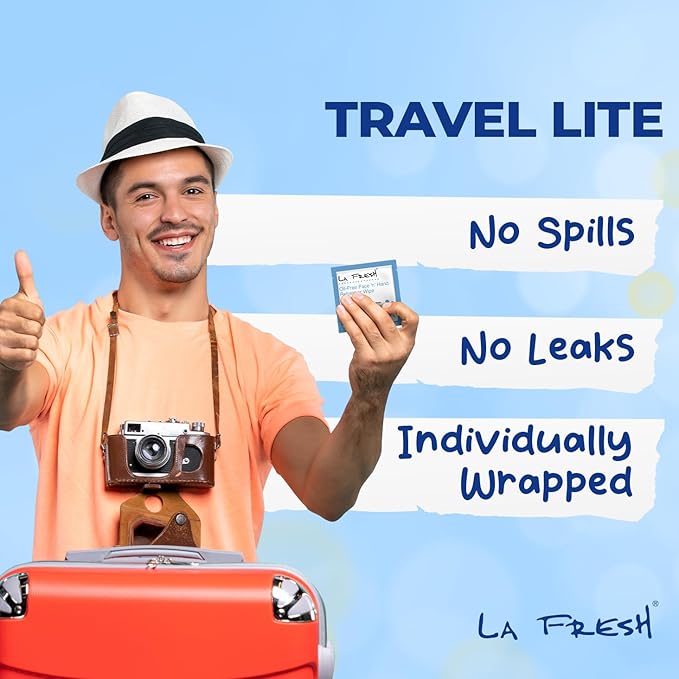 La Fresh Oil-Free Face ‘N’ Hand Refresher Wipes, Made With Natural Japanese Yuzu Scent, Pack of 50 Individually Wrapped Cleansing Wipes, Travel Essentials