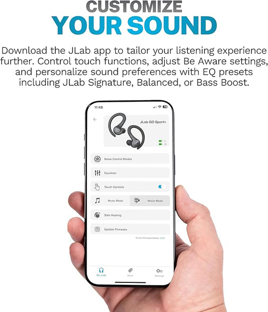 JLab Go Air Sport+ Wireless Workout Earbuds Featuring C3 Clear Calling, Secure Earhook Sport Design, 35+ Hour Bluetooth Playtime, and 3 EQ Sound Settings (Coral)