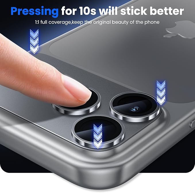 WSKEN for iPhone 17 Pro Max Camera Lens Protector, [Military Grade Shatterproof] [Strong Adhesion] Metal Aluminum Alloy Tempered Glass Camera Screen Protector, Grey Titanium