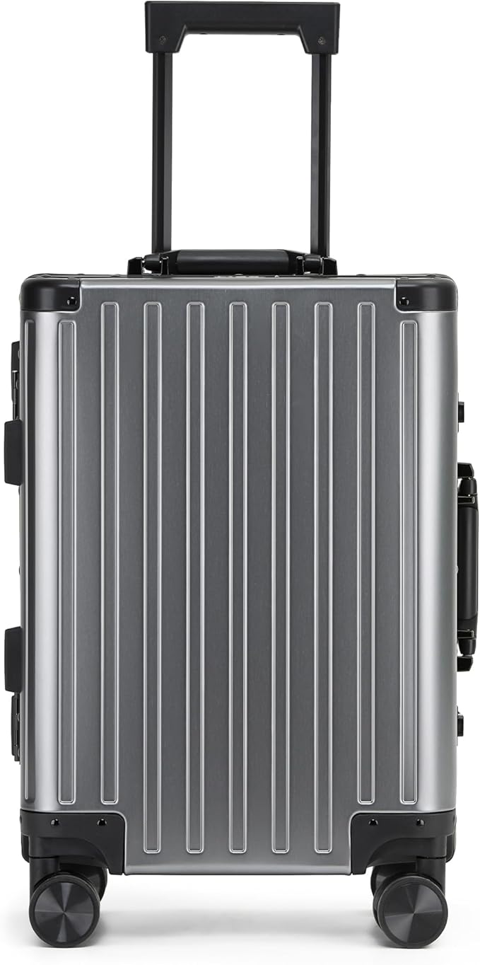 YYW All aluminum-magnesium Carry-On Luggage 24 Inch,Airline Approved Lightweight Suitcase with TSA Lock and Silent Wheels,Suitable for business travel (gunmetal gray, 24in)