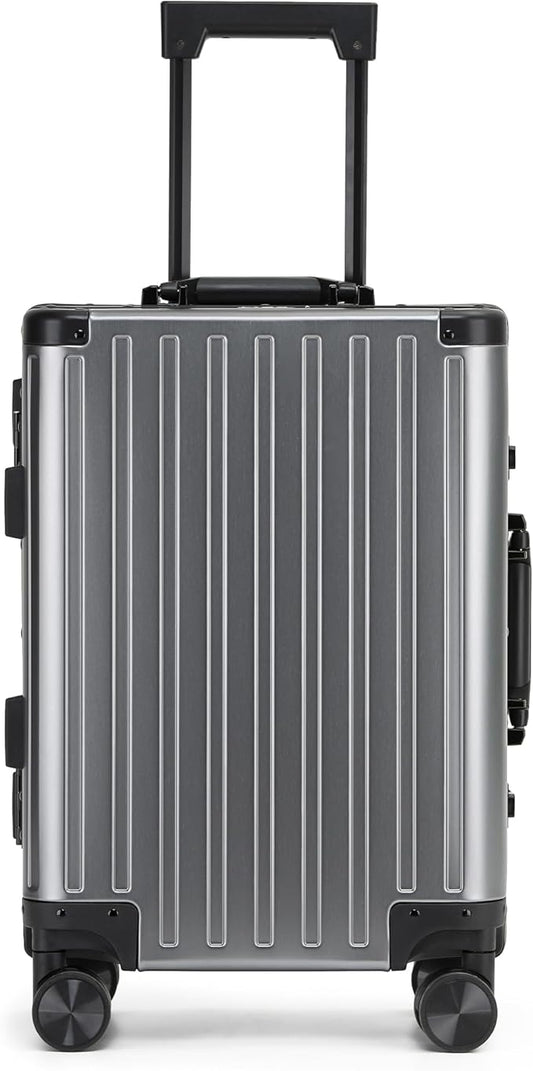 YYW All aluminum-magnesium Carry-On Luggage 24 Inch,Airline Approved Lightweight Suitcase with TSA Lock and Silent Wheels,Suitable for business travel (gunmetal gray, 24in)