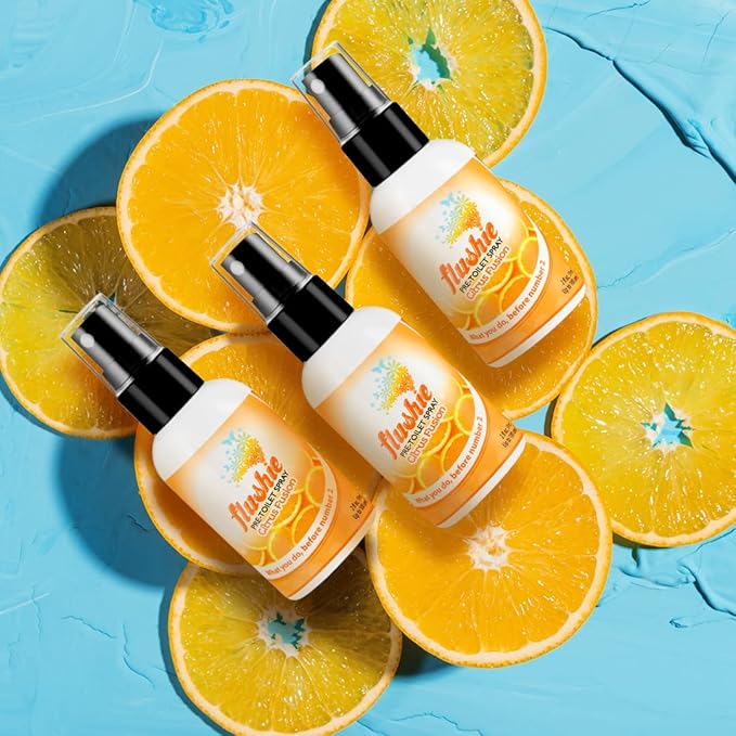 Flushie Pre-Toilet Spray - Travel Size Toilet Deodorizer & Poop Odor Eliminator (Citrus, 1oz 3pack)