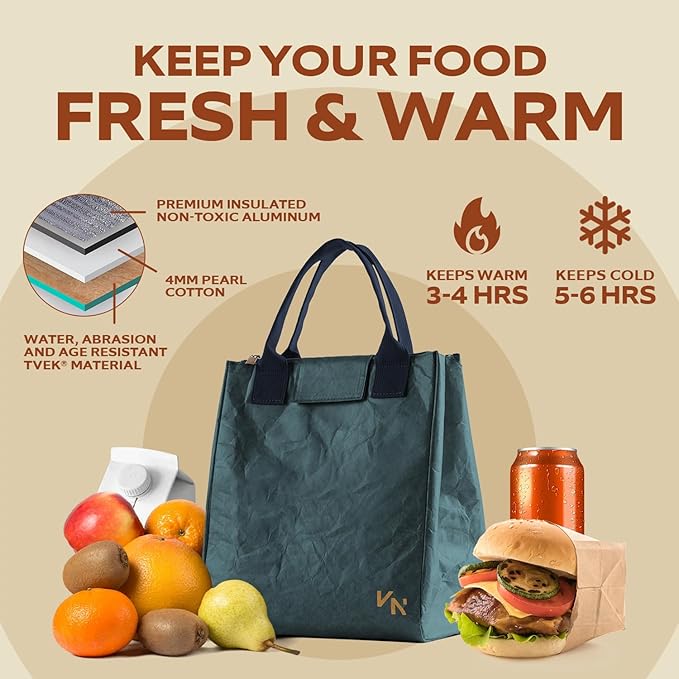 VonNova Women’s Insulated Lunch Bag with Premium 4mm Cooler Insulation, Cute Large 7L Lunch Tote for Office, Durable Small Lunch Box for Women, Stylish Lunchbox for Adults, Teens, Nurses, Teachers