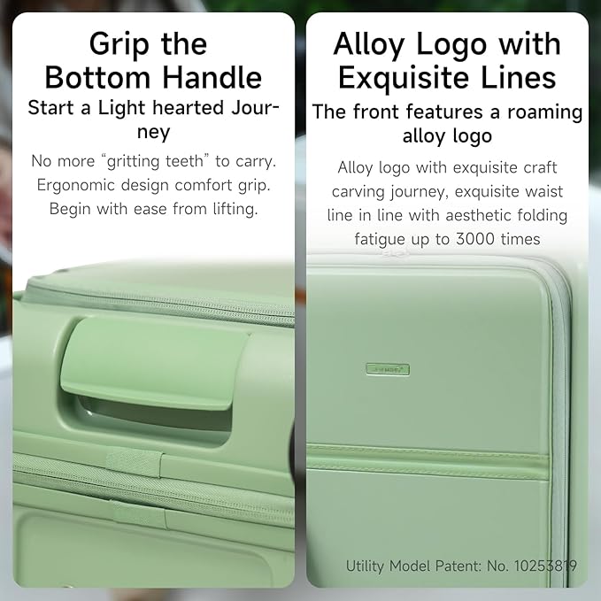 ROAMING Expandable 24-Inch Checked Luggage with Mute Brake Wheels Airline Approved Hard Shell Suitcases with Front Pocket Top Opening Luggage with TSA Lock for Short Business Travel, Jade cyan