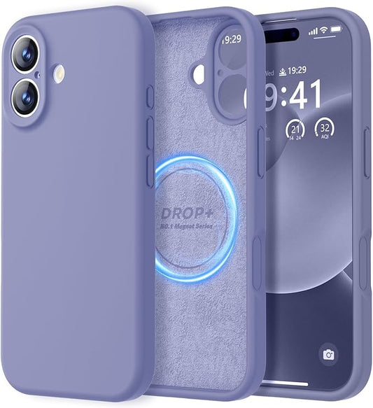 LOVE 3000 Designed for iPhone 17 Case, Premium Silicone [Compatible with Magsafe][Soft Anti-Scratch Microfiber Lining] Shockproof Protective Phone Case for Men Women 6.3", Lavender Grey