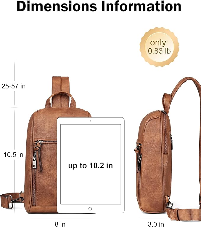 FADEON Sling Bag for Women Crossbody Purse Sling Bags, Designer Sling Purses Medium Travel Multi-Pocket Sling Backpack