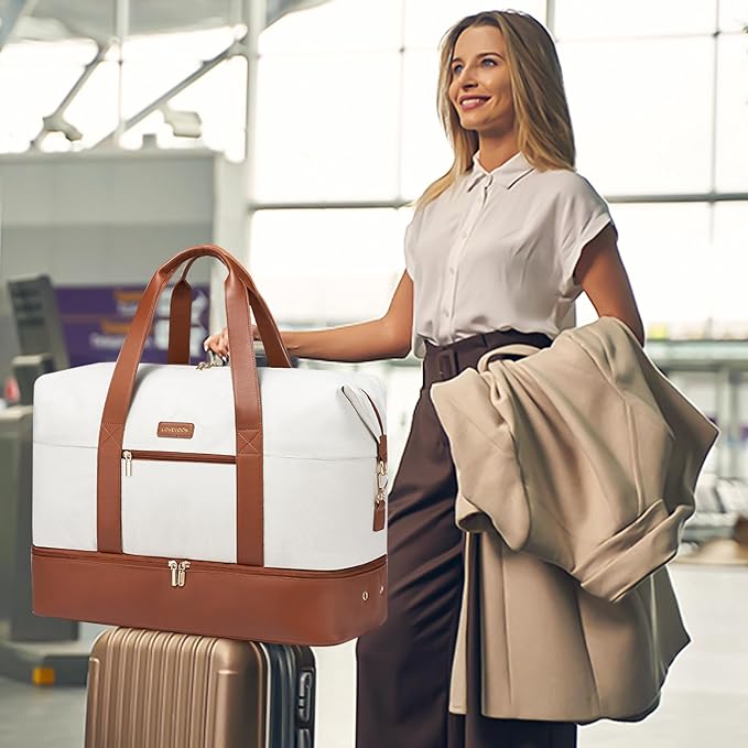 LOVEVOOK Weekender Bag, Large Travel Duffel Bag for Women with 2 Packing Cubes, Carry on Overnight Bag with Shoe Compartment, Mom Hospital Bags for Labor and Delivery