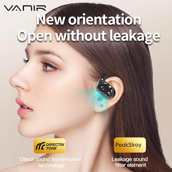 VANIR Wireless Earbuds, Open Ear Design BT 5.4 Earphones, Portable Earpiece, Support 144 Languages Real Time Translation Headphones, Full Color Display Touch Screen Gaming Headsets