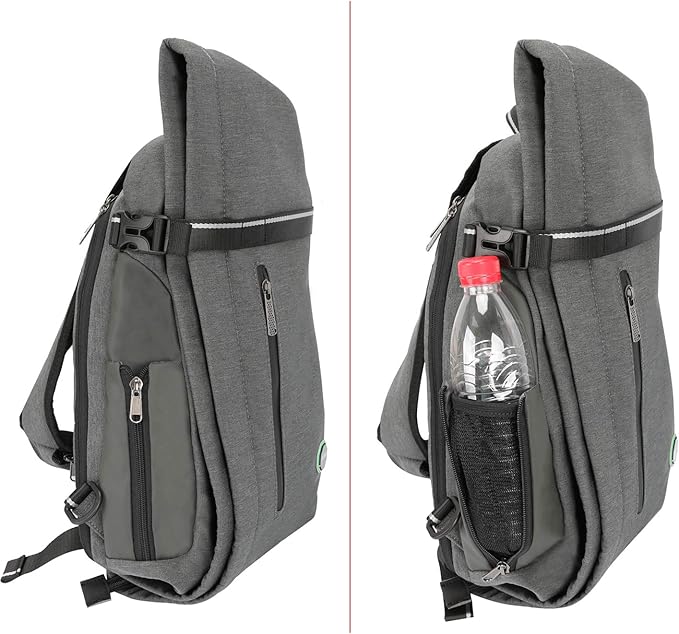 Large Sling Bag Laptop Backpack Cross Body Messenger Bag Shoulder Travel Rucksack (B-Light Gray)