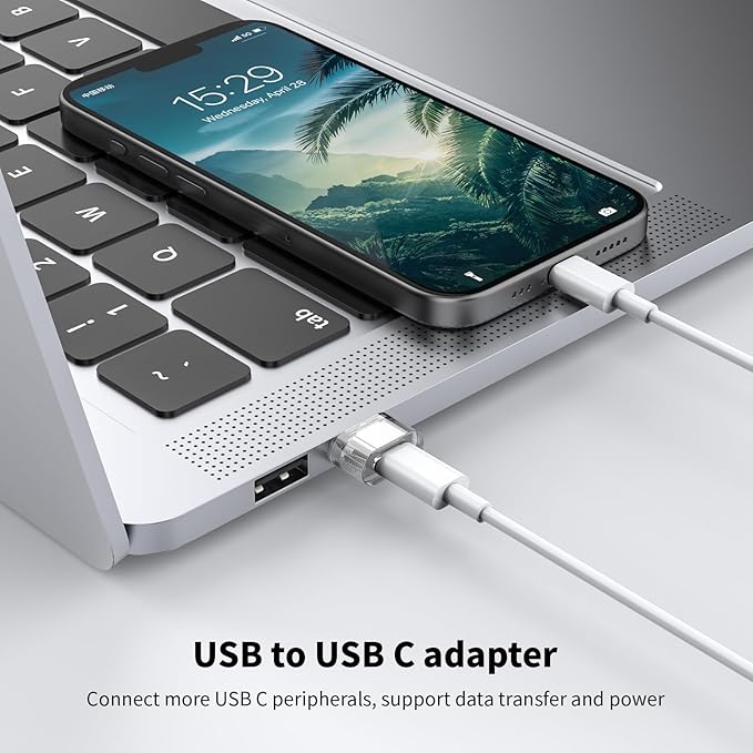 USB to USB C Adapter 6Pack, Charging and Data Converter USB A to C Adapter, Compatible with Apple Watch/Ultra iWatch/iPhone 16/15 Pro Max Plus/Airpods/iPad 9 10 Air 5 Mini 6/Car/Galaxy