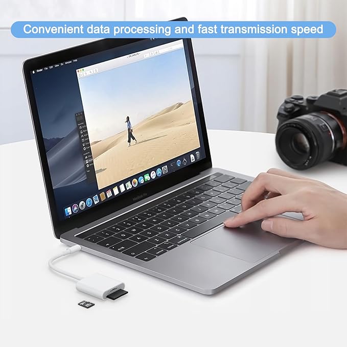 USB C SD Card Reader for iPhone 16 15/iPad/MacBook/Camera, Dual Card Slot Supports SD and MicroSD Card Memory Card Adapter, Trail Camera Viewer Plug and Play