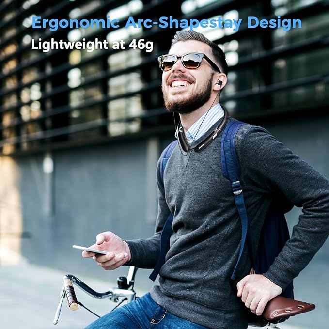 Gardway Neckband Bluetooth Headphones, Bluetooth 5.4 Wireless Headphone with Retractable Earbud,CVC8.0 Noise Cancelling, 15Hrs Playtime, IPX5 Waterproof Around The Neck Headphones for Sport