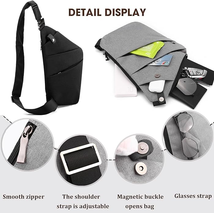 Crossbody Travel Bags for Women, New Theft Proof Safe Slim Sling Travel Purses, Personal Flex Shoulder Bag for Men Women