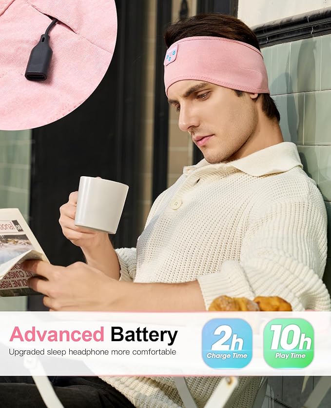Perytong Sleep Headphones - Headband Headphones - Bluetooth Headband Sleeping Headphones for Side Sleeper, Elastic Music Headphone Band Cozy ASMR Wireless Eye Mask Tech Gadgets Gifts for Women Men