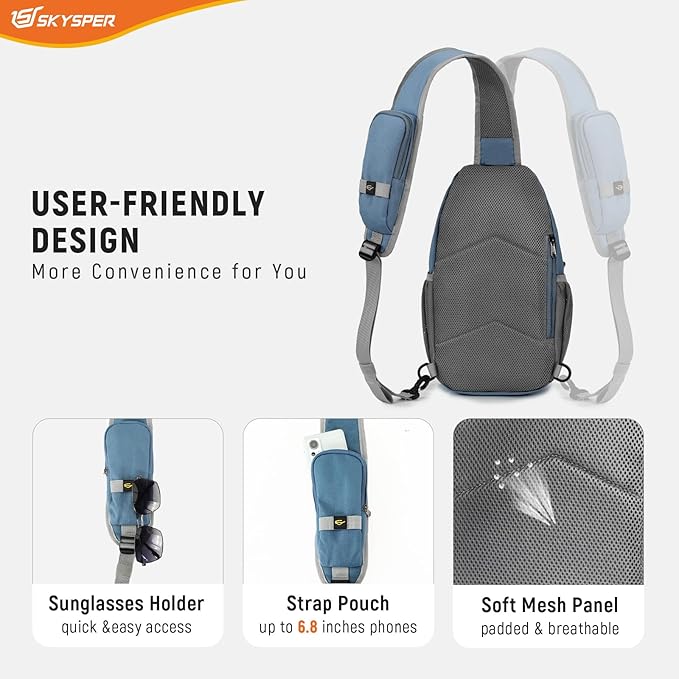 SKYSPER Sling Bag RFID Cross Body Bag Recycled Crossbody Backpack Travel Daypack