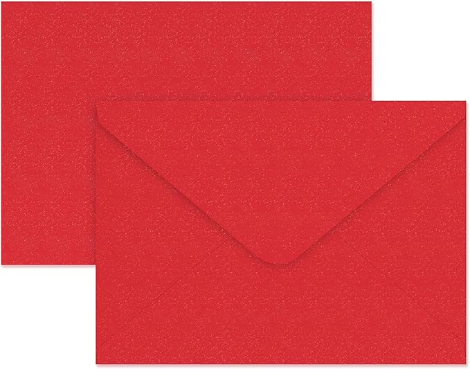 YINUOYOUJIA 50 PCS Pearl Red Envelopes A7,5 x 7 Red Shimmer Envelopes for Invitation,Perfect for Wedding Invitation Cards,Birthday RSVP Invite,5.25 x 7.25 inches