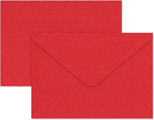 YINUOYOUJIA 50 PCS Pearl Red Envelopes A7,5 x 7 Red Shimmer Envelopes for Invitation,Perfect for Wedding Invitation Cards,Birthday RSVP Invite,5.25 x 7.25 inches