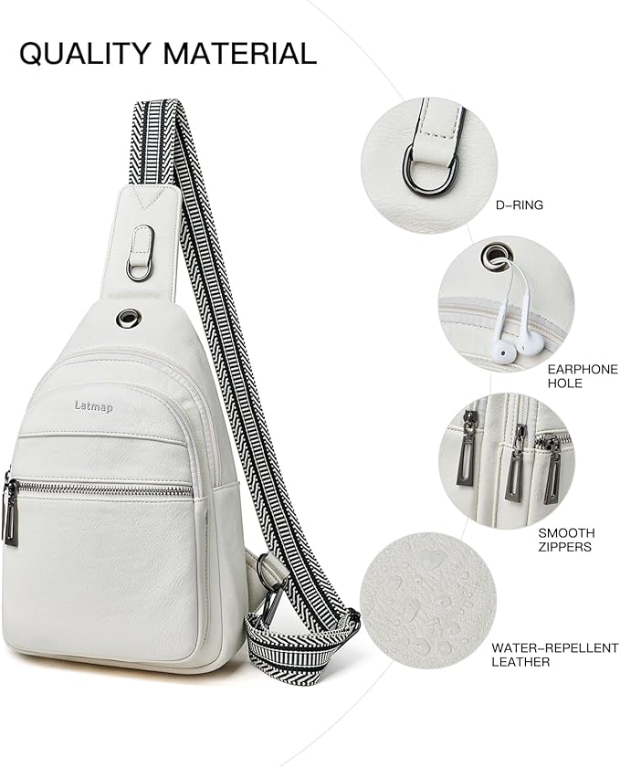 7L Sling Bag For Women Faux Leather Anti Theft Small Casual Daypack Backpack Fanny Pack Crossbody Chest Bags Purse Waterproof Beige