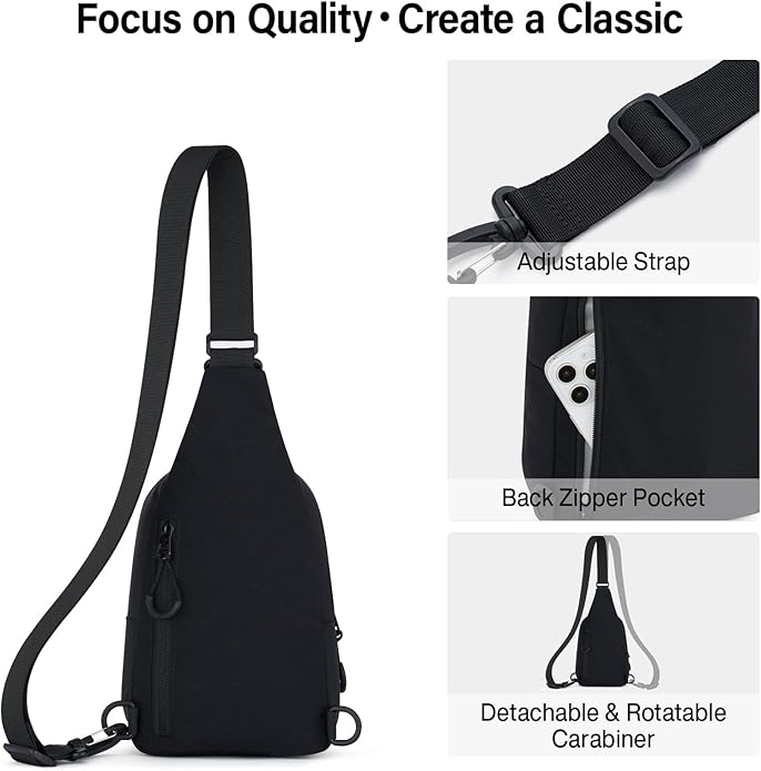 Hanke Crossbody Sling Bag for Women Men, Casual Cross Body Sling Bags, Lightweight Chest Bag for Outdoor Hiking Travel