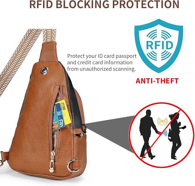 Crossbody Bags for Women Anti Theft Small Sling Handbag with Zipper Lock Vegan Leather RFID Blocking Chest Pure