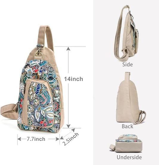 Black Butterfly Canvas Chest Bag, Small Chest Pack, Crossbody Bag for Travel, Inclined Shoulder Bag