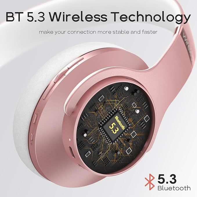 DOQAUS Bluetooth Headphones Over Ear, 90H Playtime Wireless, 3 EQ Modes, HiFi Audio & Deep Bass, ENC Noise Isolating Mic, Soft Earpads for Phone/PC