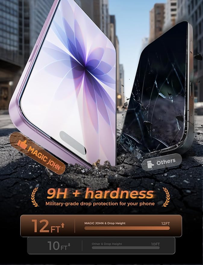 MAGIC JOHN 3rd Gen Upgraded for iPhone 17 Screen Protector 6.3 Inch,HD Clear,Shatterproof Tempered Film,Auto Dust-Elimination,Bubble Free,Easy Installation,2 Pack