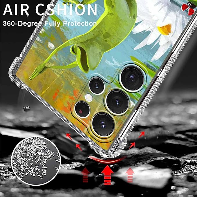 Case for Samsung Galaxy S23 Ultra with Dancing Frog Design,Cute Hippie Animal Pattern,Clear Soft TPU Bumper Phone Cover,6.8"(Frog,S23U)