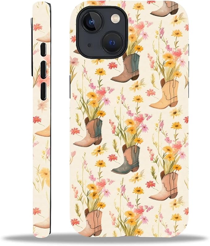 Case for iPhone 15,Western Cowgirl for Woman Men Full Body Protective Cover Shockproof 2 in 1 Silicone + Hard PC Case for iPhone 15