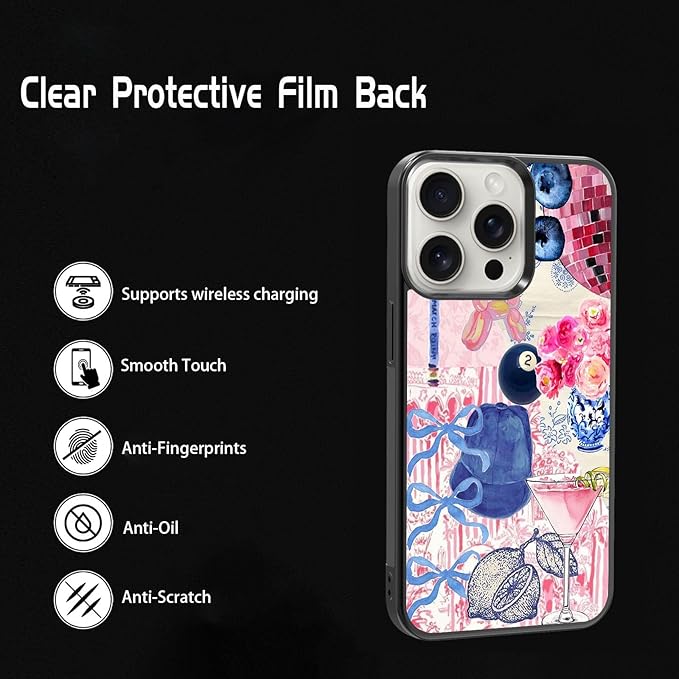 Aesthetic Collage Shockproof Protective Trendy Preppy Phone Case for iPhone 16 Pro Cute Flower Bow Cover