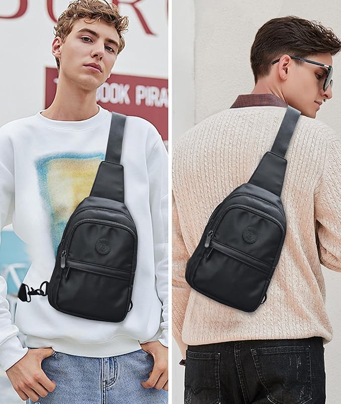 Sling Bag for men Small Crossbody Bags 5L Crossbody Sling Backpack Waterproof for Travel Hiking Commute (Black)