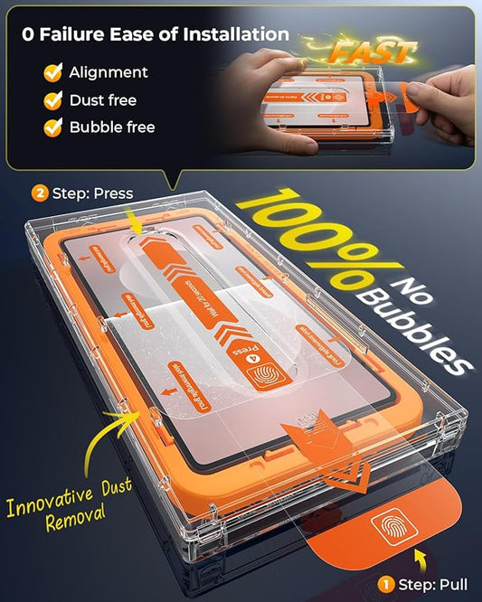 MRGLAS 2+2 Packs for Samsung Galaxy S25 Edge Screen Protector 6.7'' with Camera Lens Protector [Auto-Dust Removal] [100% Fingerprint Unlock] HD 9H Tempered Glass 10X Military Protection, Zero-Bubble