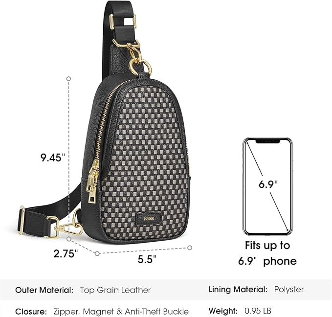 Kattee Sling Crossbody Bag for Women, Leather Fanny Pack Crossbody Sling Bags, RFID Purse Chest Bag Small Daypack for Women