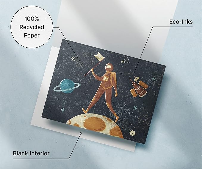 Twigs Paper 12 pcs Space Themed Note Card Set - Assorted Greeting Cards for Every Occasion with Envelopes Included - Cute and Unique Designs - Bulk Stationery Pack - 5.5 x 4.25 Inch Eco-Friendly Paper