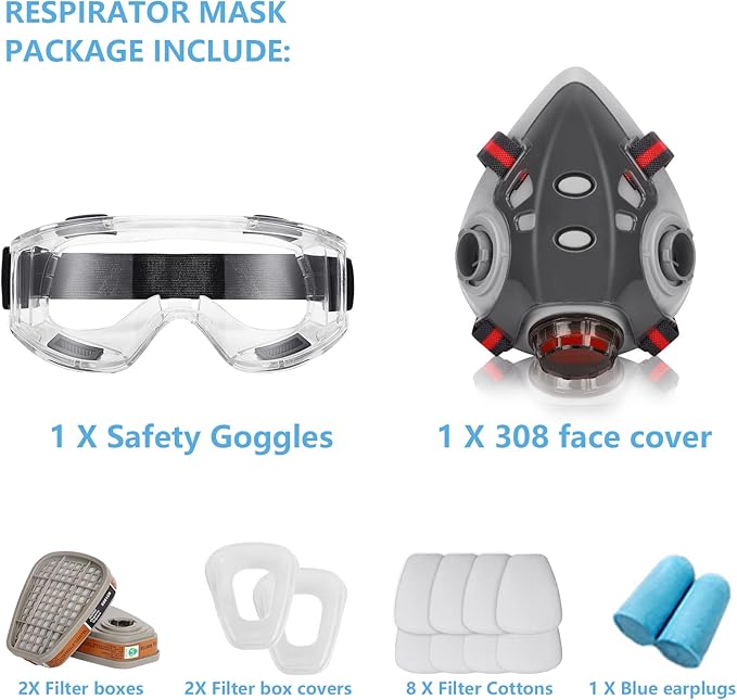 Gas Masks Survival Nuclear and Chemical, Full Face Gas Mask with Activated Carbon Filter