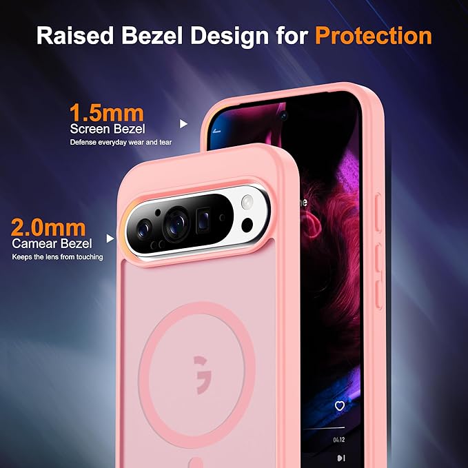 Compatible with Google Pixel 9 Pro XL Case with Magnetic [Compatible with Mag-Safe][Military Grade Drop Protection] Slim Translucent Matte Phone Case with Anti-Fingerprint Tech, Pink