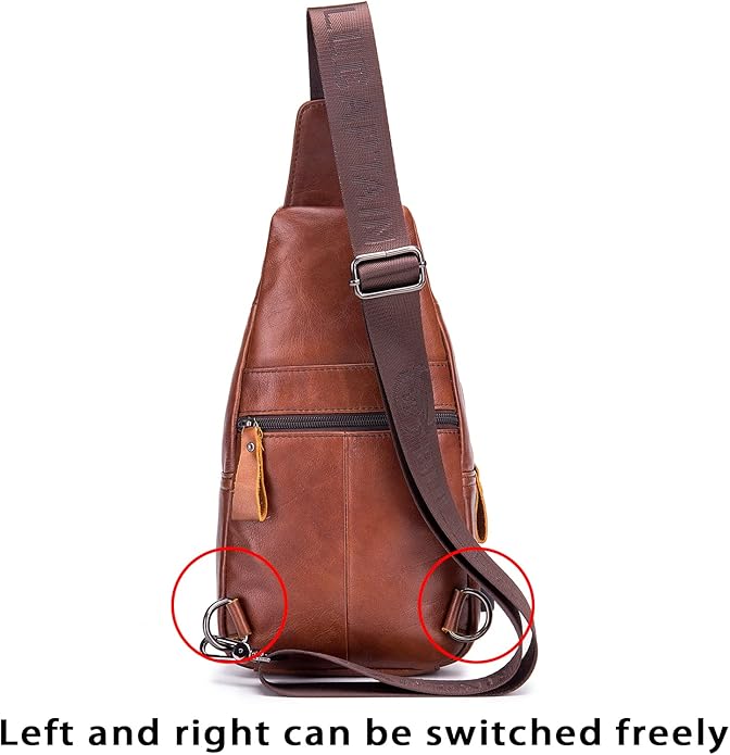LUKZIJAES Genuine Leather Sling Bag for Men