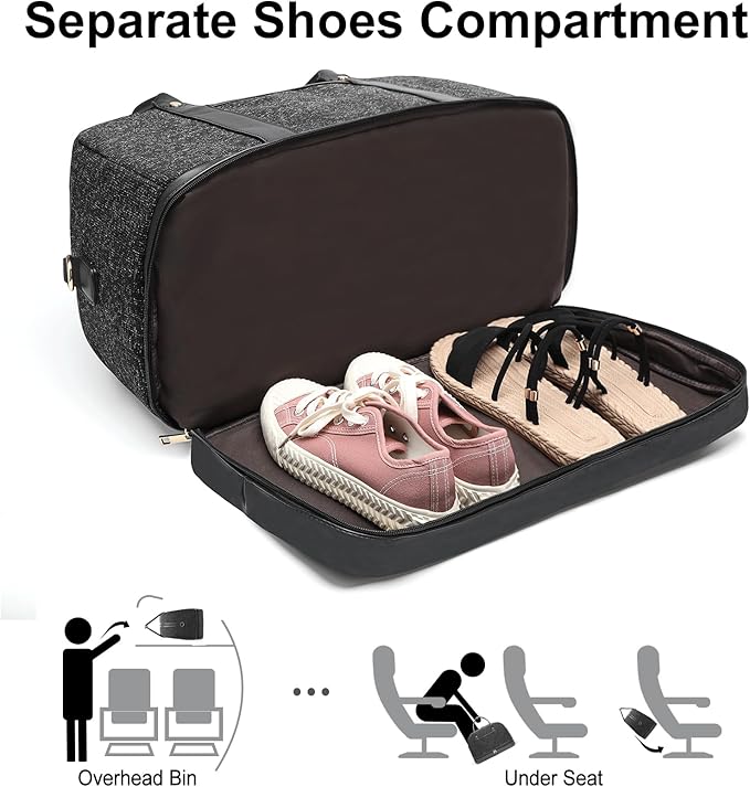 Weekender Bag for Women Canvas Overnight Bag Large Travel Tote Bag Carry on Shoulder Duffle Bag With Shoe Compartment,Perfect for Travel/Daily Use/Birthday Gift …