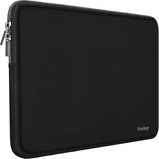 Naukay Laptop Bag 15 Inch, Resistant Neoprene Laptop Sleeve/Notebook Computer Pocket Case/Tablet Briefcase Carrying Bag Compatible for 15.4 inch MacBook Pro, Ultrabook Notebook, (Black)