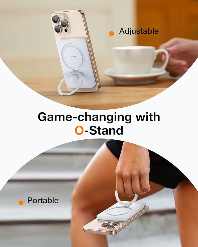 TORRAS EasyGo 0.45" Slim Magnetic Portable Charger Power Bank for iPhone, 5000mAh 22.5W PD Fast Charging Wireless Battery Pack Compatible with Magsafe, i Phone 17 Pro Max,Pro,16,15,14,13,12, White
