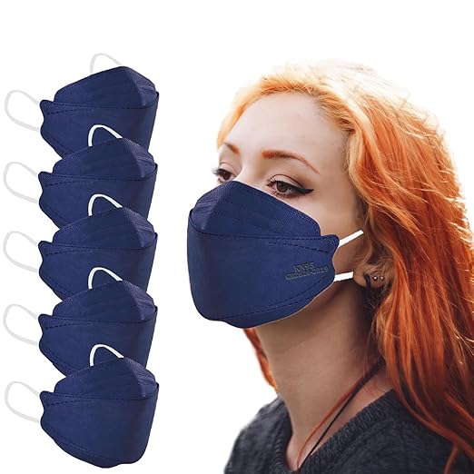 akgk KN95 Face Masks 50 Pack, 5-Ply Disposable Navy Blue Face Mask Against PM 2.5 Smoke and Dust