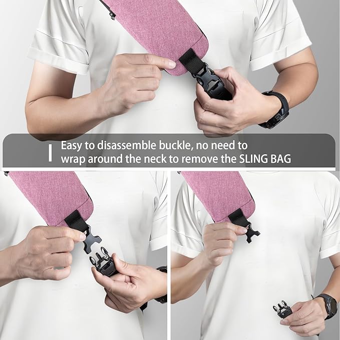 LEDAOU Crossbody Sling Bag Anti-Theft Sling Backpack Cross Body Shoulder Chest Bag Fanny Pack Travel Hiking (Purple)