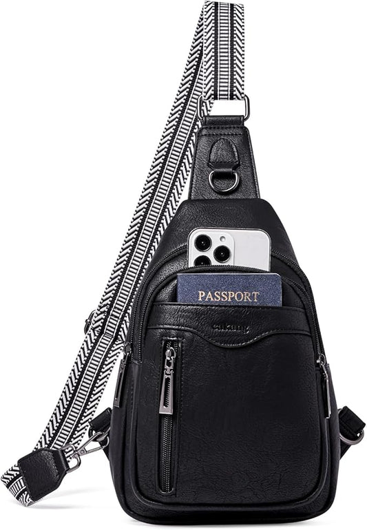 Womens Sling Bag Crossbody Bags for Women Vegan Leather Sling Backpack Daypack Fanny Pack Crossbody Purse Travel