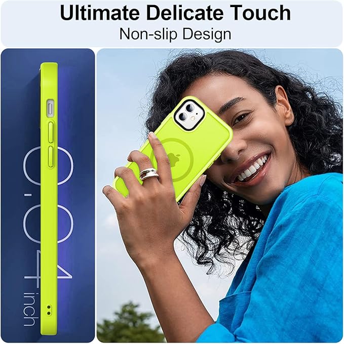 MOCCA Strong Magnetic for iPhone 12 Case/iPhone 12 Pro Case,[Compatible with Magsafe][Mil-Grade Drop Protection]Slim Shockproof Translucent Protective Phone Case for iPhone 12/12 Pro,Fluorescent Green