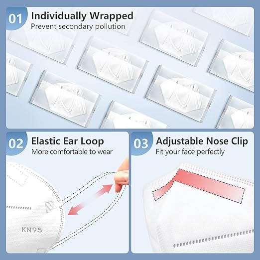 HALIDODO Individually Wrapped, 60 Packs KN95 Face Mask, 5-Ply Breathable Comfortable Safety Mask with Over 95% Filtering, Morandi Multi Color