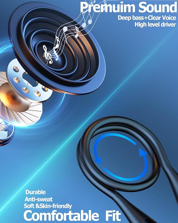 ZXQ Neckband Bluetooth Headphones,100 Hours Long Playtime Wireless Earphone, Around The Neck Wireless Earbuds,Waterproof Sweatproof for Sport Over Neck Magnetic Ear Buds Headset(Black)