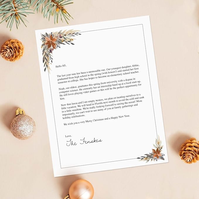 Indie Autumn Floral Letterhead / 50 Printed Sheets / 8.5" x 11" All Occasion Fall Celebration Paper/Decorative Boho Wedding Stationery Pack